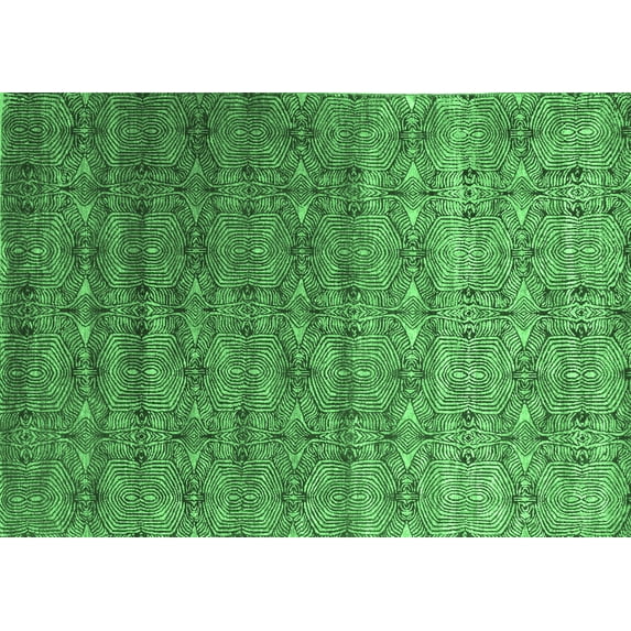 Ahgly Company Indoor Rectangle Abstract Emerald Green Contemporary Area Rugs, 2' x 3'