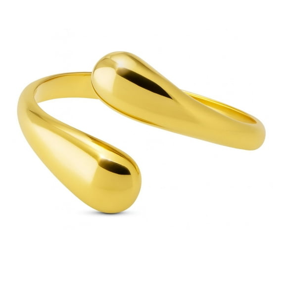 Teardrop Wrap Ring for Women 14kt Gold Plated Stainless Steel Adjustable Casual Fashion Ring - Gold-Tone