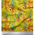 thumbnail image 1 of Soimoi Yellow Viscose Chiffon Fabric Lily & Pine Fruits Print Fabric by Yard 42 Inch Wide, 1 of 1