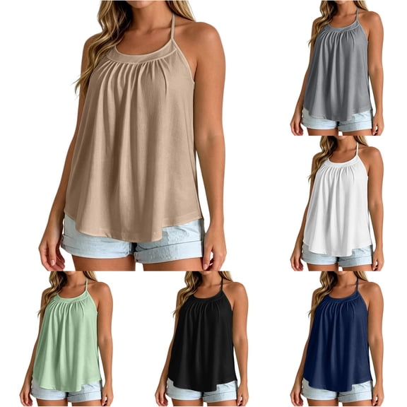 Hauaitttt Tank with Built In Bras Racerback Padded Camisole Top | Racerback Tank for Double Lined Low Cut Tank Relaxed Baggy Spaghetti Strap Camisole Athletic Women