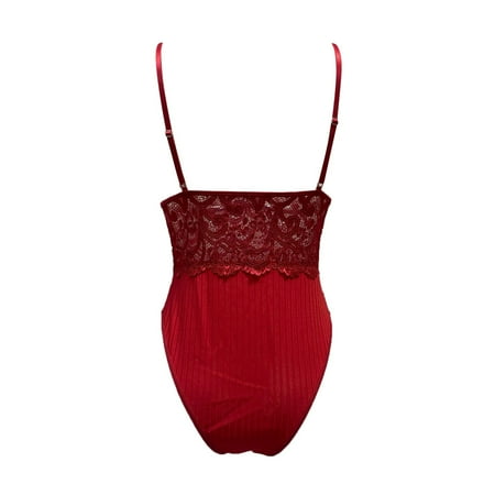 

Cathalem Lingerie Robe Long New Lingerie Thread Lace Stitching Pajamas Slim Valentines Day Lingerie for Women Underwear Red Large