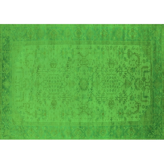 Ahgly Company Indoor Rectangle Oriental Green Industrial Area Rugs, 5' x 8'