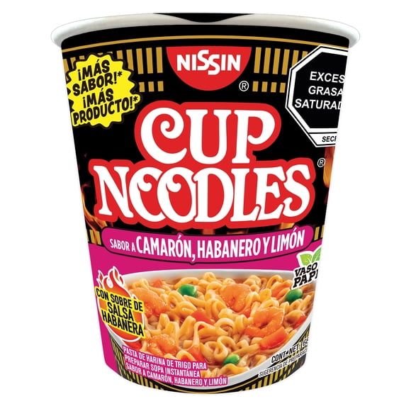 Sopa instantánea Cup Noodles Nissin sabor camarón habanero y limón 68 g