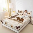 thumbnail image 4 of Manfei Woodland Animal Bear Bed Sheets,Kawaii Paws Print King Sheets,Brown Beige Sheet Set For Boys Kids,Super Cozy Room Decor,4 Pieces, 4 of 7