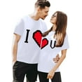 thumbnail image 2 of Chandails Mignons pour Couples Assortis Saint-Valentin Classique Imprimé Cœur Décontracté Col Rond Manches Courtes Tunique T-Shirt Décontracté Confortable Doux Tenue de Vacances pour Lui et Elle Vêtements Blanc G, 2 of 7