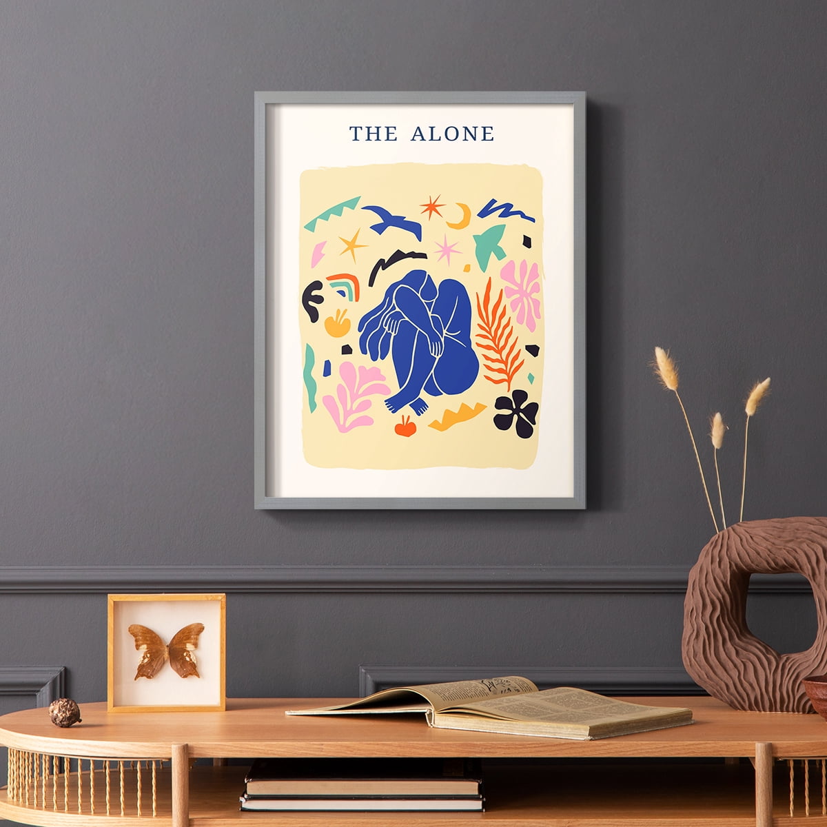Matisse CDXLIII in Gray Solid Wood Framed Print No Nail Hanging