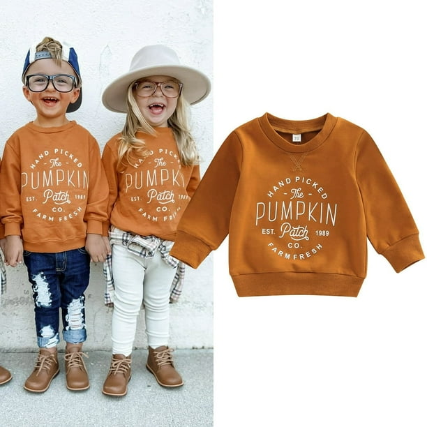 Toddler Baby Girl Boy Halloween Outfits Crewneck Sweatshirt Long Sleeve Letter Pullover Sweater Fall Clothes Brown 12 18 Months Walmart
