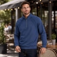 thumbnail image 3 of AZoiNM Men's Quarter Zip Pullover Sweatshirt, Casual Long Sleeve Mock Neck Fleece Sweatshirt with Ribbed Cuffs and Hem, Midweight Fall Spring Sweater Top, 3 of 13