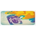 thumbnail image 1 of Jukebox Kitchen Mat, Retro Vintage Radio Music Box with Marigold Yellow Abstract Fog Like Image, Plush Decorative Kitchen Mat with Non Slip Backing, 47" X 19", Purple and Blue, by Ambesonne, 1 of 1