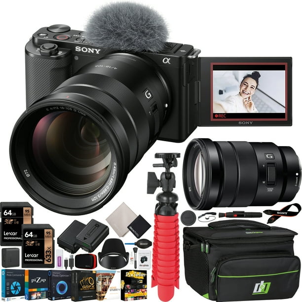 Sony ZV-E10 Mirrorless Camera Bundle (Renewed) - Perfect For Vlogging With 64GB Card, Bag & Accessories