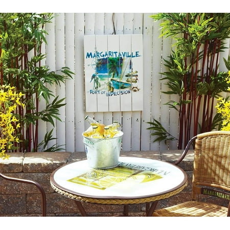 Margaritaville Outdoor Wall Art Pine Wood Port of Indecision Beach Sign,