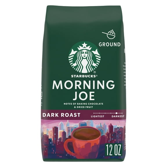 Starbucks Morning Joe, Ground Coffee, Dark Roast Hot or Iced Coffee, 12 oz