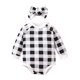 thumbnail image 1 of Gibobby Mameluco niña de manga larga de otoño a cuadros de algodón Unisex para bebé recién nacido, diademas, ropa(Negro, 18-24 Meses), 1 of 5