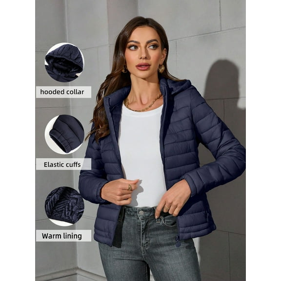 Giolshon Women's Quilted Lightweight Jacket Puffer Coat Women Bubble for Fall and Winter B-22205 Blue L