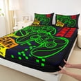 thumbnail image 3 of Homewish Abstract Gamer 4pcs Bed Sheets for Teens Boys Girls,Video Game King Sheets,Black Green Yellow Super Cozy Sheet Set,Breathable Home Decor, 3 of 7