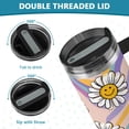 thumbnail image 5 of 30oz insulated car cup with handle and straw suitable for all ages Stainless steel vacuum insulated cup. Smiley Faces, 5 of 10