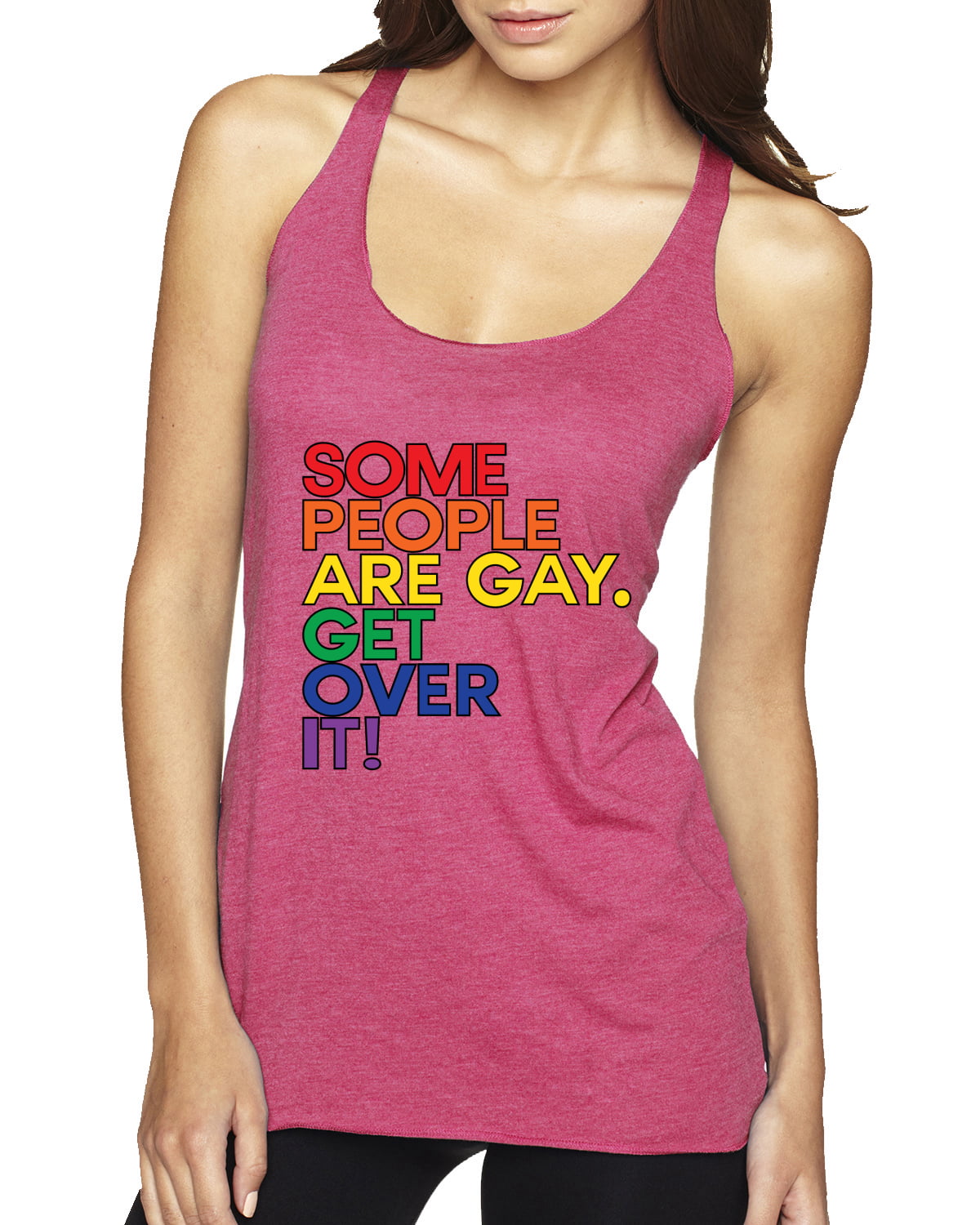 Tank Top LGBTQ Pride Rainbow Sleeveless Tee Hunt Some People are Gay Get Over It 