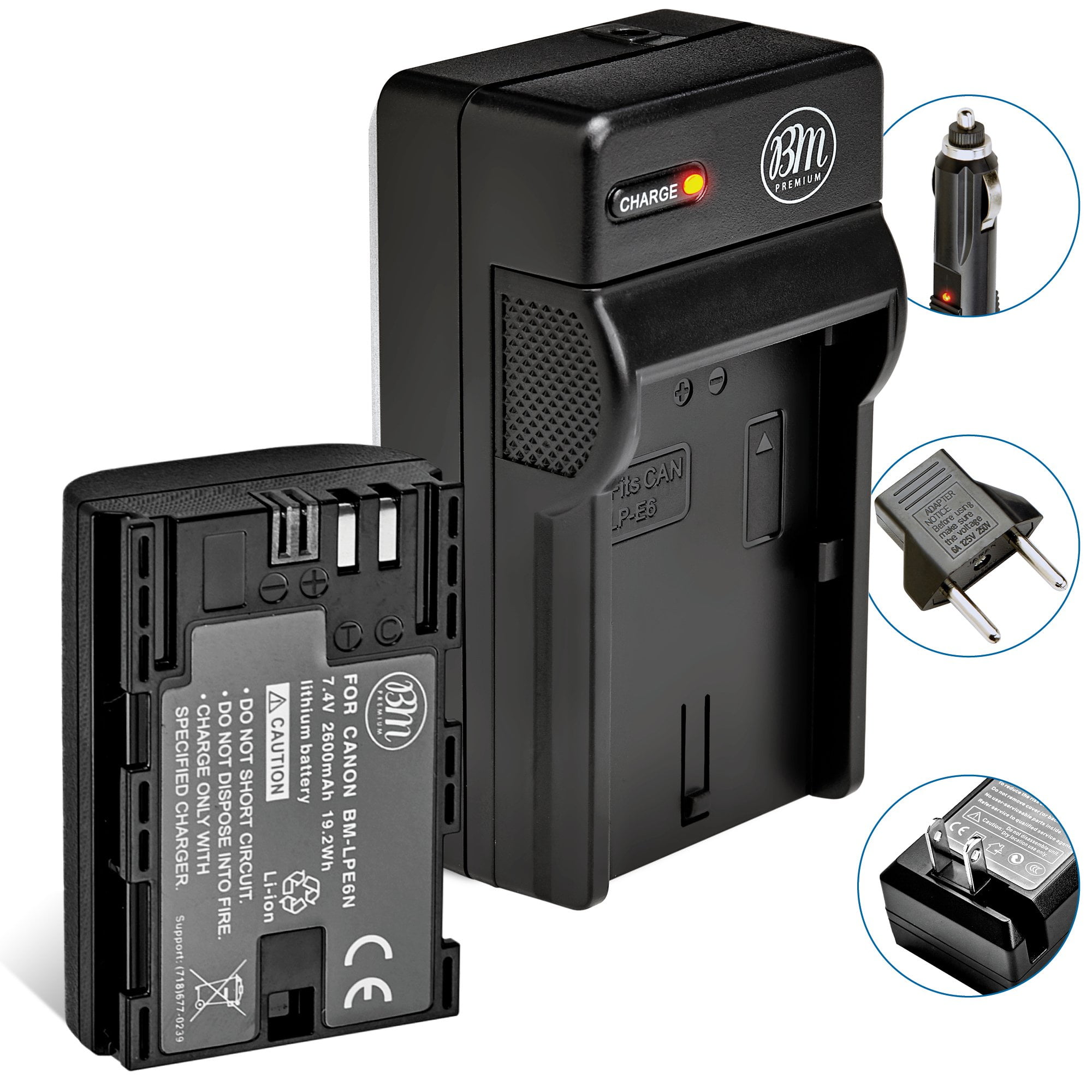 BM LPE6N Battery and Charger for Canon EOS R EOS 60D EOS 70D EOS 80D