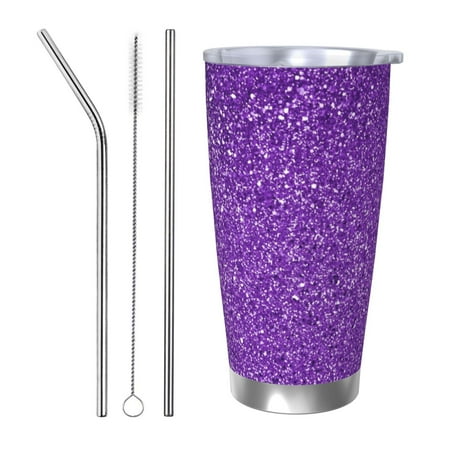 

Goofa Glitter Purple for 20 oz Skinny Tumbler Stainless Steel Coffee Mug Slim Vacuum Insulated Travel Cup Car Cup-Straw Three-piece Set