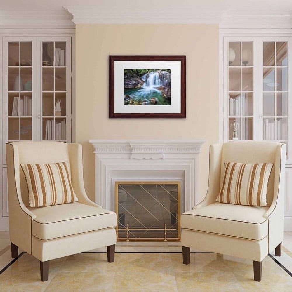 Trademark Fine Art "Golden Ears Falls" Canvas Art by Pierre Leclerc, White Matte/Wood Frame