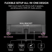 CRUA 24-inch 75HZ Curved Mnitor Built in Speakers, computer monitor1500R, FHD 1920×1080,HDMI/DP/Audio, Supports 75×75mm Wall Mount, Black