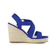 thumbnail image 3 of BLISSFUL STEP Women's Shoes Crisscross Ankle Strap Espadrille Wedge Sandals Deep Blue 10, 3 of 7
