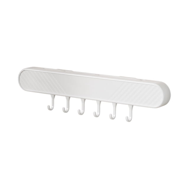 COM1950s Wall Mount Knife Rack, No Drilling Kitchen Utensil Holder, 17-Inch Hanging Organizer with Hooks for Spatulas, Ladles, and Scissors, Plastic Storage Rack for Countertop Decluttering