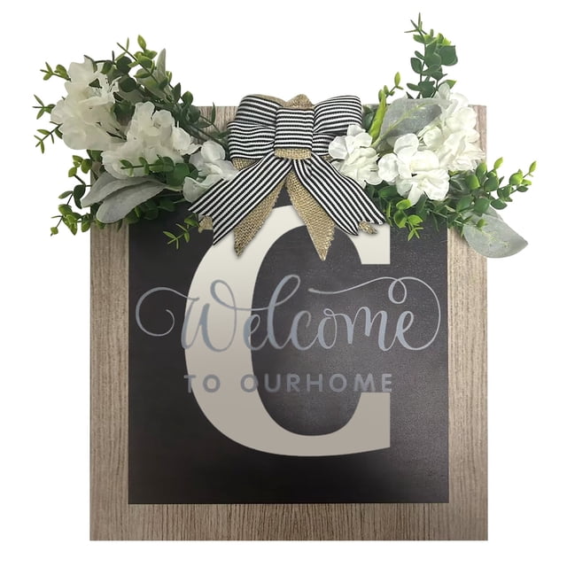 Agiferg Last Name Year Round Front Door Wreath,Decorative Hanging Plaques In Front Of The Door