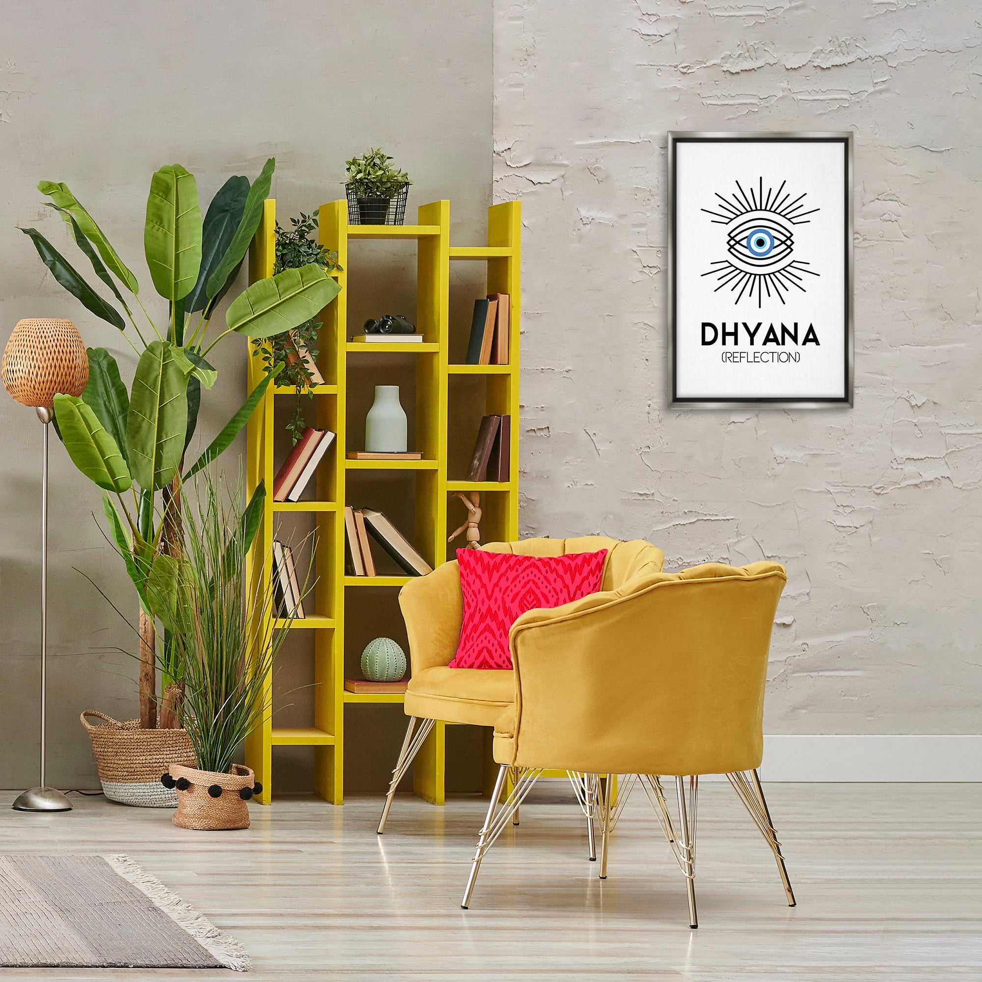 Stupell Industries Dhyana Reflection Eye Text & Numbers Painting Gray Floater Framed Canvas Art Print Wall Art, 17 x 25