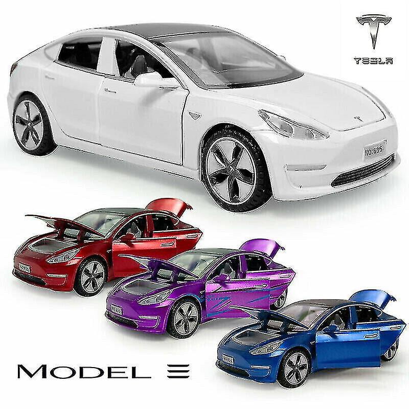 New 1 32 Tesla Model 3 Diecast Model Car Pull Back Led Vehicle Collectible Toy Walmart