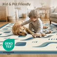 thumbnail image 4 of ODIKA 2'x3' Blue Beige Mineral Waves and Dots Design Washable Accent Rug Modern Abstract Pattern with Geometric Flow for Bedroom, Nursery, RV, Pet Friendly, Bedside Mat, 4 of 7