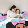thumbnail image 4 of Castle Fairy Black Cartoon Girl Queen Comforter Set 3 Pieces,Dreamy Gradient Stars Print Comforter Sets Queen,Mint Green Peach Purple,1 Comforter and 2 Pillowcases, 4 of 6