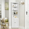 thumbnail image 3 of 71" Tall Freestanding Space-SavingMetal Corner Storage Cabinet with 2 Doors 5 Adjustable Shelves for Kitchen, Bathroom, Living Room, Pantry, Laundry Room, White, 3 of 10