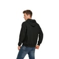 thumbnail image 2 of VICT POPU Men's Casual Hooded Pullover, Long-Sleeved Plaid Jacquard Large-Pocket hoodie, Solid Color Simple Hooded Sweatshirt，Black，M, 2 of 5