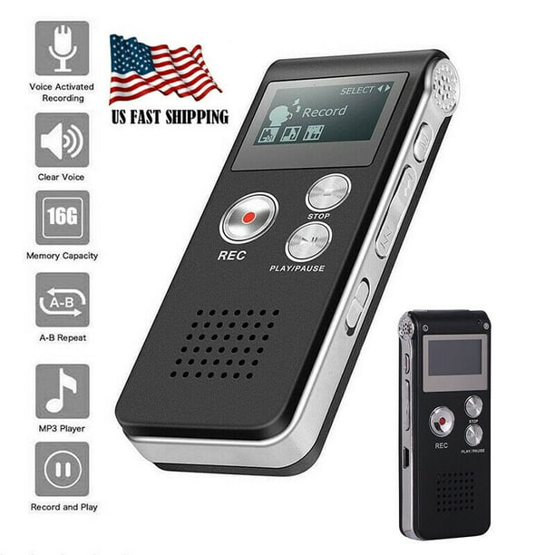 16GB Voice Activated Digital Sound Audio Recorder Small Dictaphone MP3