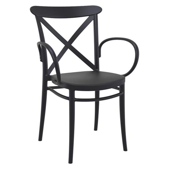 Siesta Exclusive ISP256-BLA Cross XL Resin Outdoor Arm Chair Black - set of 2