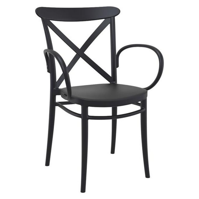 Siesta Exclusive ISP256-BLA Fauteuil d'Extérieur en Résine Cross TG Noir - Ensemble de 2