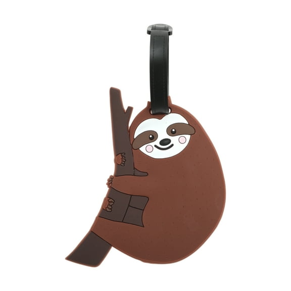 Unique Bargains 1 Pc Tree Hugging Sloth Luggage Tag for Travelling Brown Soft Rubber