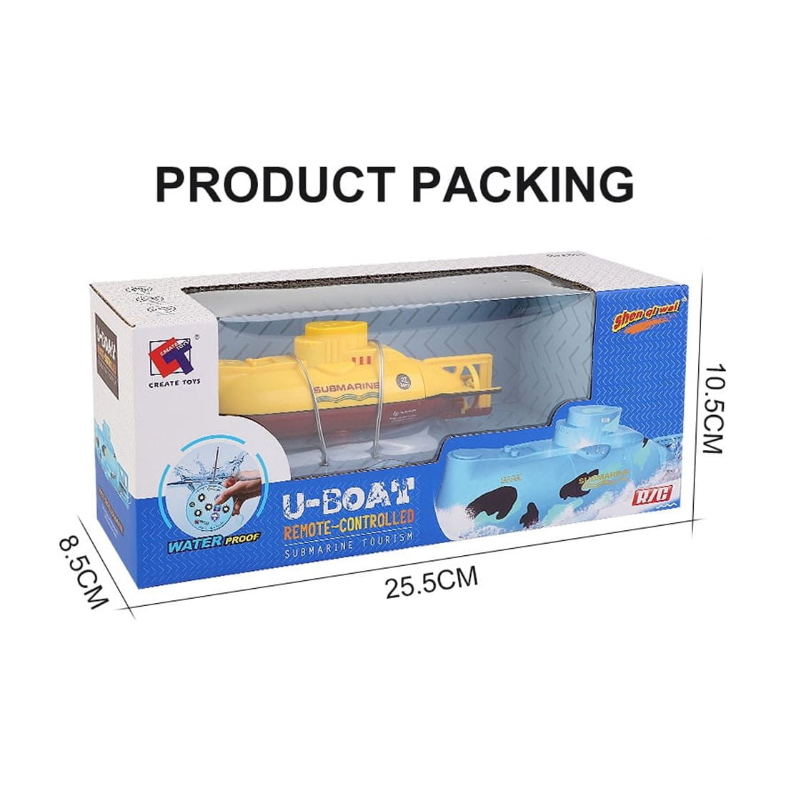 Mini RC Submarine Remote Control Boat 6 Channel Electric Underwater Watercraft Hobby Boat With USB Charging Waterproof Design For Pool Pond for Adults Enthusiasts- Blue