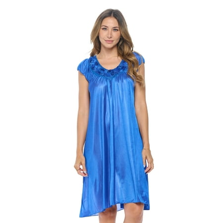 

Casual Nights Women s Cap Sleeve Rose Satin Nightgown