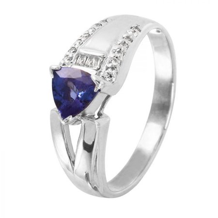 Ladies 1.06 Carat Tanzanite And Diamond 14K White Gold Ring