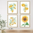 thumbnail image 2 of PixonSign Framed Summer Lemon Fruit Sunflower Plants Wall Art, Set of 4 Nature Wildeflowers Wall Decor Prints, Botanical Floral Wall Décor, Landscape Canvas Poster for Home - 11"x14" Natural, 2 of 5