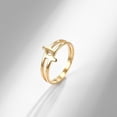 thumbnail image 3 of PAMTIER Unisex 10.5MM Stainless Steel Simple Classic Christian Double Cross Hollow Religious Promise Ring Love Hope Faith Lucky Gold Size 5, 3 of 4