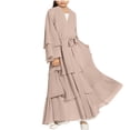 thumbnail image 2 of Xdegoge Kids Prayer Dress Muslim Clothes for Girls V Neck Long Sleeve Abaya with Hijab Two Piece Ramadan Kaftan Abaya Set Flowy Chiffon Islamic Modest Wear Size 5-14, 2 of 8