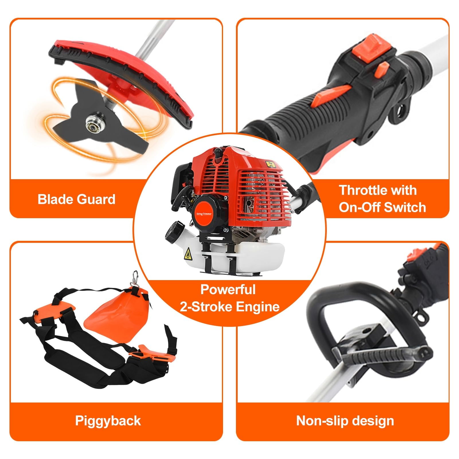 5 in 1 Weed Eater Grass Trimmer, Multi-Functional String Trimmer with Gas Pole Saw, Hedge Trimmer, Weed Trimmer, and Brush Cutter, 43"Extension Pole, Weed Eater for Patio Garden Lawn, 52CC 2-Cycle