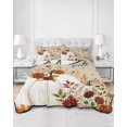 thumbnail image 2 of Quilts Queen Size Bedding Set, White Pumpkins Fall Reversible Summer Quilt 3 Pieces, Thanksgiving Floral Botanical Rustic Lightweight Bedspreads Coverlets with 2 Pillow Shams for All Seasons, 2 of 5