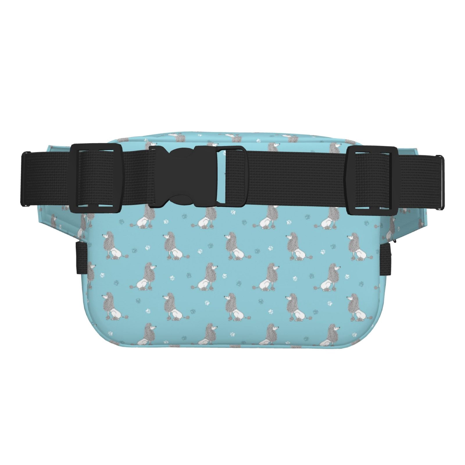 Picia Cute Poodle Dog Print Square Double-Layer Waist Bag Mini Adjustable Waist Belt Bag Exercise Running Travel Hiking