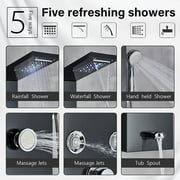 Senlesen Black Shower Panel Tower LED Rain Shower Faucets Massage System Body Jet Sprayer