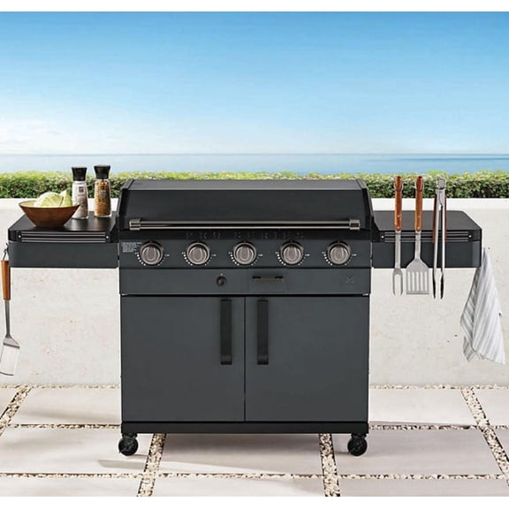 Restored G70306 Pro Series 5-Burner Black Gas Griddle (Refurbished)