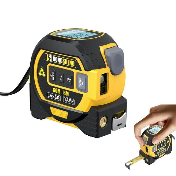 3-in-1 Digital Laser Tape Measure – 196.85Ft Laser Distance Meter & 16Ft Steel Tape